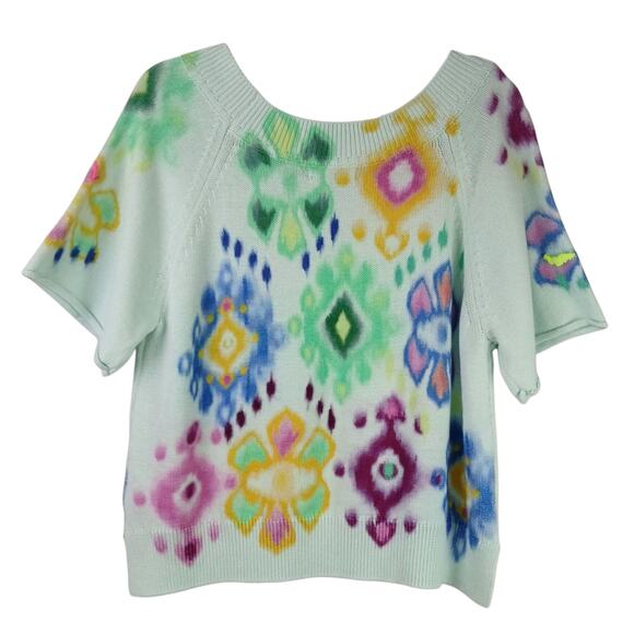 Anthropologie SZ L Meera Embroidered Sweater Tee Mint OB1263398 NWT $138 - Picture 5 of 7